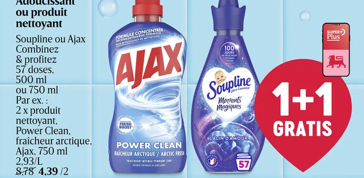 Offre: Adoucissant ou produit nettoyant Soupline ou