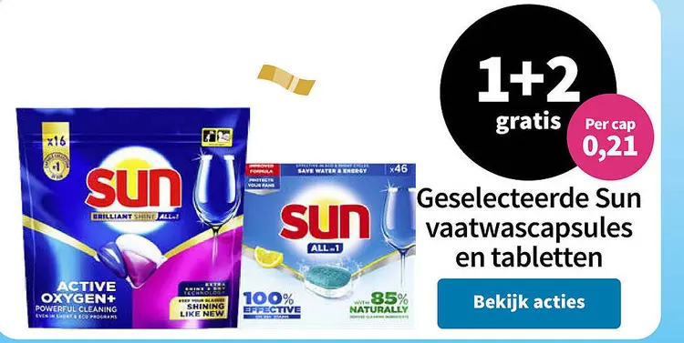 Aanbieding: Geselecteerde Sun vaatwascapsules en tabletten