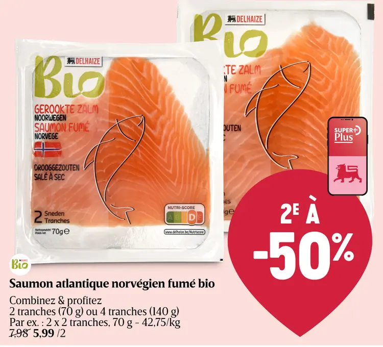 Offre: Saumon atlantique norvégien fumé bio