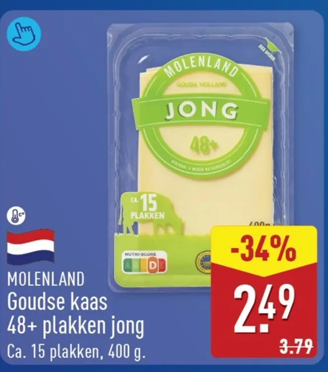 Aanbieding: Goudse kaas 48+ plakken jong