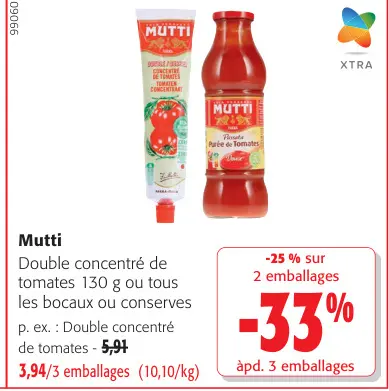 Offre: Double concentré de tomates
