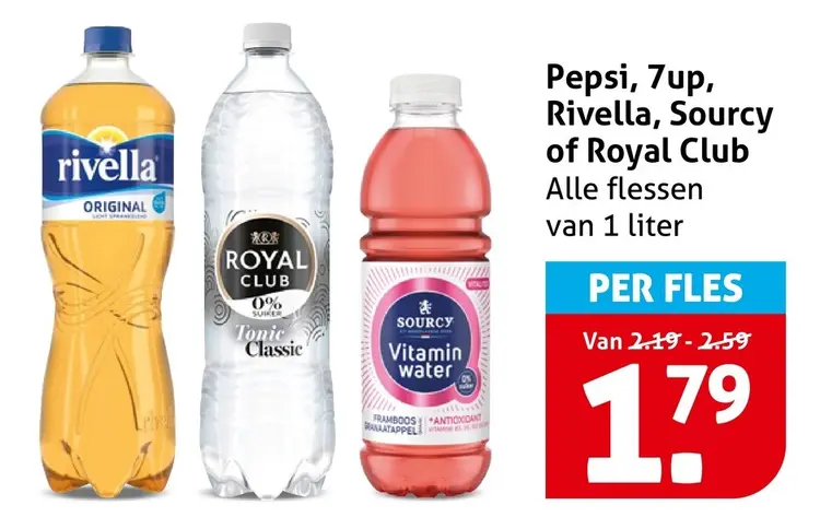 Aanbieding: Pepsi, 7up, Rivella, Sourcy of Royal Club