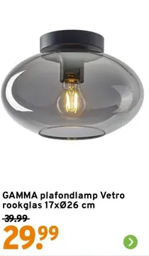 Aanbieding: GAMMA plafondlamp Vetro rookglas