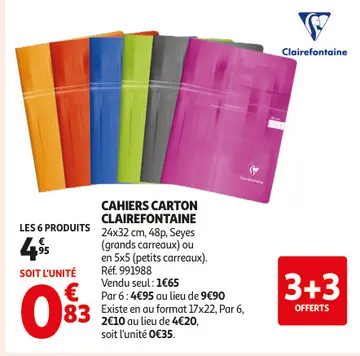 Offre: Cahiers carton Clairefontaine