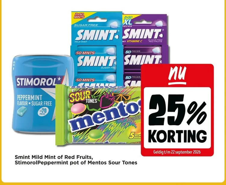 Aanbieding: Smint Mild Mint of Red Fruits, Stimorol Peppe