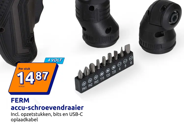 Promotie: FERM accu-schroevendraaier