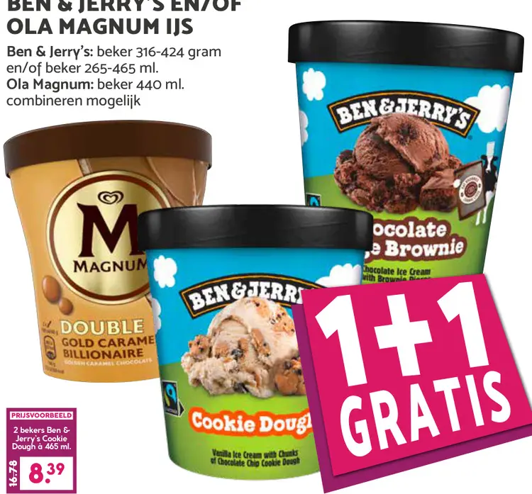Aanbieding: Ben & jerry's en/of Ola Magnum ijs