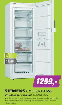 Aanbieding: SIEMENS extrakLASSE Vrijstaande vrieskast GS5