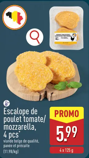 Offre: Escalope de poulet tomate/mozzarella