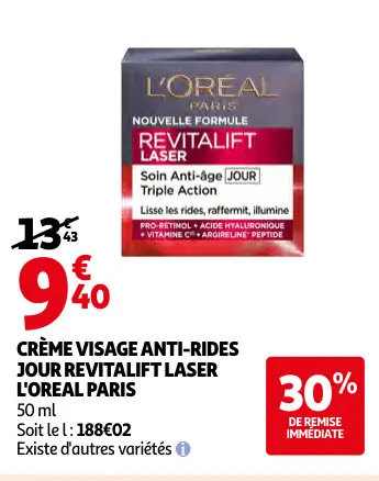 Promotie: Crème visage anti-rides jour revitalift laser