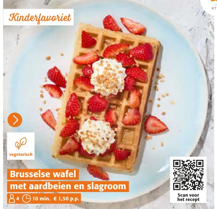 Promotie: Brusselse wafel met aardbeien en slagroom