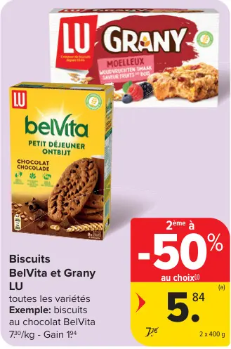 Offre: Biscuits BelVita et Grany