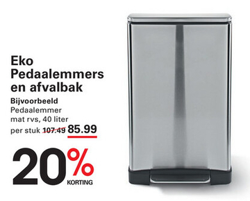 Aanbieding: Eko Pedaalemmers en afvalbak Pedaalemmer mat 