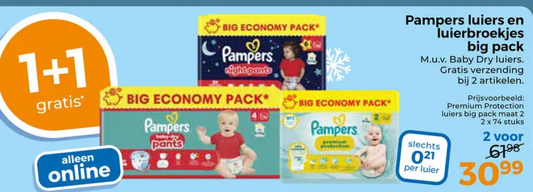 Aanbieding: Pampers luiers en luierbroekjes big pack