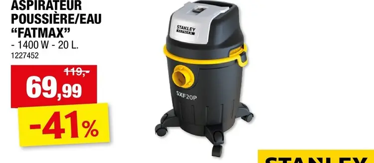 Offre: Stanley Fatmax aspirateur eau et poussières 1200W 20l
