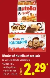 Aanbieding: Kinder of Nutella chocolade