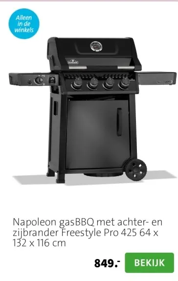 Aanbieding: gasBBQ met achter- en zijbrander Freestyle Pro 425 