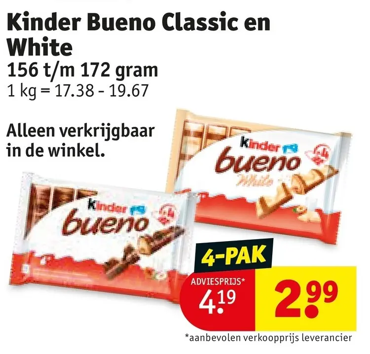 Promotie: Kinder Bueno Classic en White