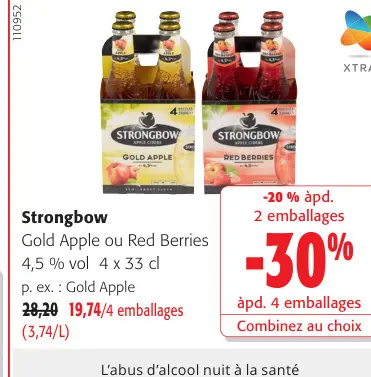Offre: Strongbow Gold Apple ou Red Berries