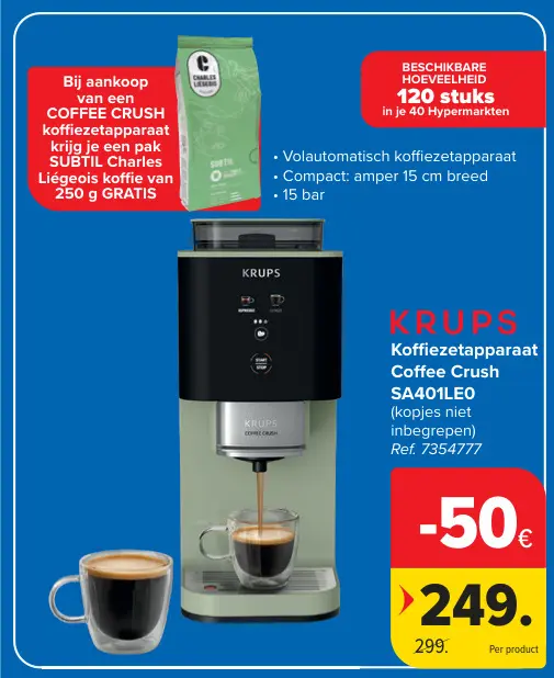 Promotie: Koffiezetapparaat Coffee Crush SA401LE0