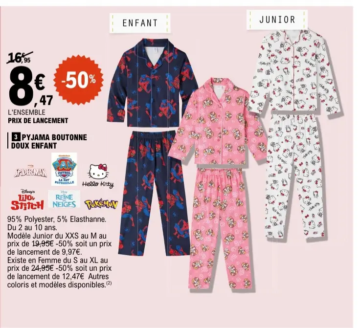 Offre: Pyjama boutonné doux enfant