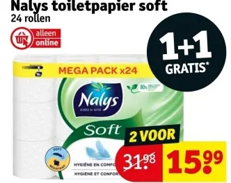 Aanbieding: Nalys toiletpapier soft