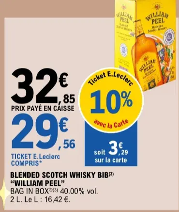 Promotie: Blended scotch whisky bib "William Peel"