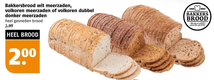 Aanbieding: Bakkersbrood wit meerzaden, volkoren meerzade