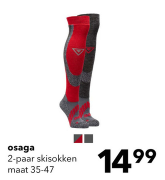 Aanbieding: Osaga skisokken rood grijs