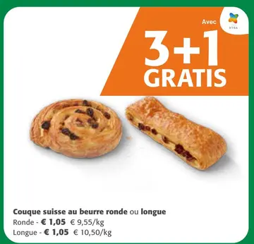 Offre: Couque suisse au beurre ronde ou longue