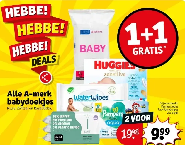 Aanbieding: Alle A-merk Babydoekjes