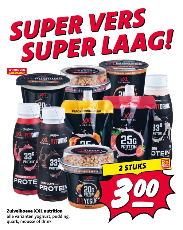 Aanbieding: XXL Nutrition alle varianten yoghurt, pudding, quark, mousse of drink