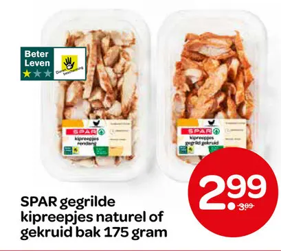 Aanbieding: gegrilde kipreepjes naturel of gekruid