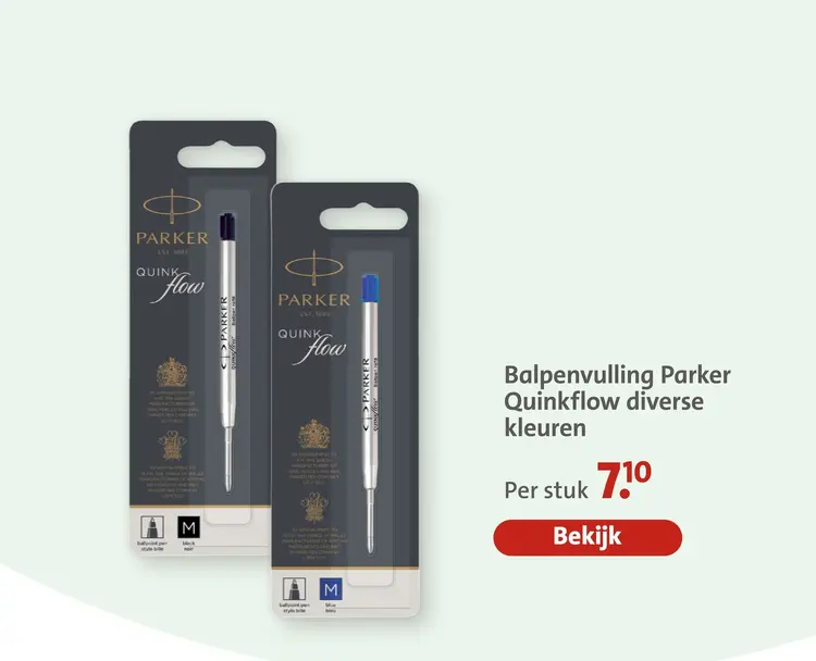 Aanbieding: Balpenvulling Parker Quinkflow diverse kleure