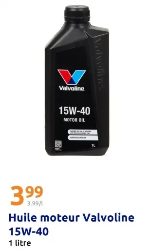 Offre: Huile moteur Valvoline 15W-40