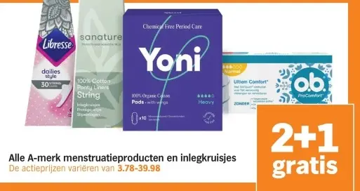 Aanbieding: Menstruatieproducten en inlegkruisjes