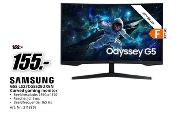 Aanbieding: SAMSUNG G55 LS27CG552EUXEN Curved gaming monitor