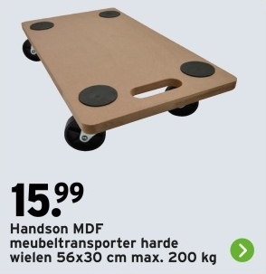 Aanbieding: MDF meubeltransporter harde wielen