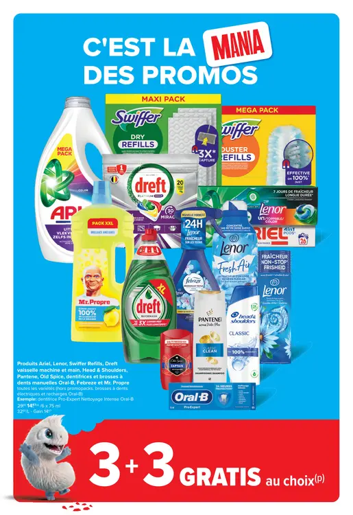 Offre: Produits Ariel, Lenor, Swiffer Refills, Dreft vaisselle machine et main, Head & Shoulders, Pantene, Old Spice, dentifrices et brosses à dents manuelles Oral-B, Febreze et Mr. Propre