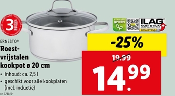 Aanbieding: ERNESTOⓇ Roest-vrijstalen kookpot Ø 20 cm