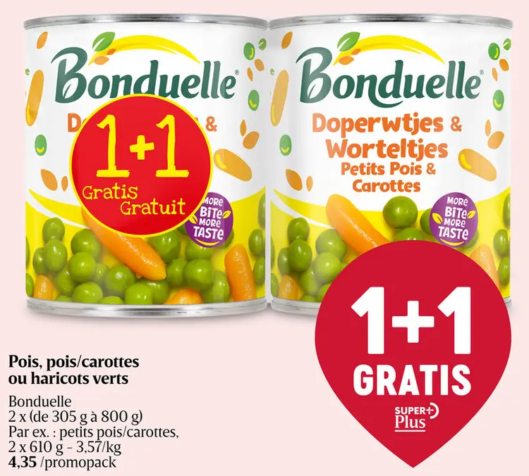 Offre: Pois, pois/carottes ou haricots verts