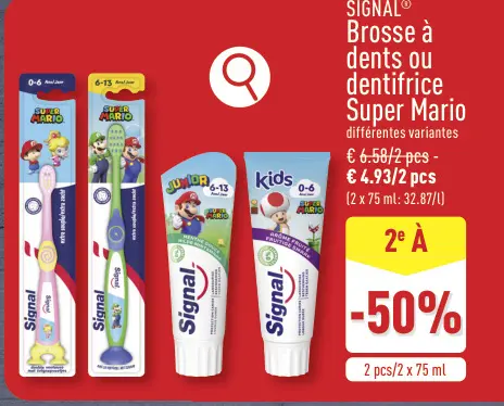 Offre: Brosse à dents ou dentifrice Super Mario