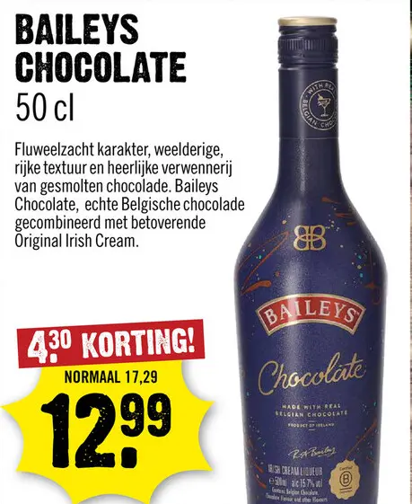 Aanbieding: Baileys Belgian Chocolate 50 cl