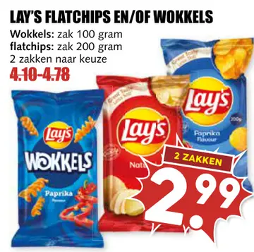 Aanbieding: LAY'S FLATCHIPS EN/OF WOKKELS
