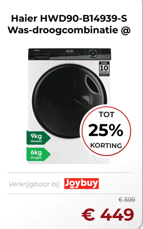 Aanbieding: HWD90-B14939-S Was-droogcombinatie