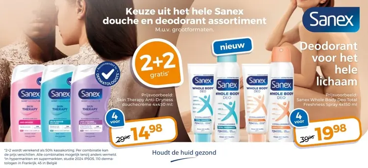 Aanbieding: Het hele Sanex douche en deodorant assortiment