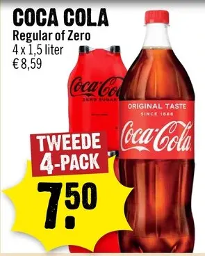 Aanbieding: Coca Cola Regular of Zero