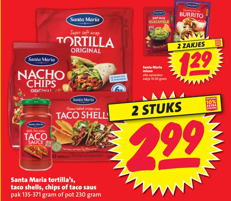 Aanbieding: Tortilla's, taco shells, chips of taco saus