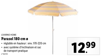 Offre: LIVARNO HOME Parasol 180 cm Ø