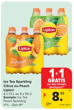 Offre: Ice Tea Sparkling Citrus ou Peach